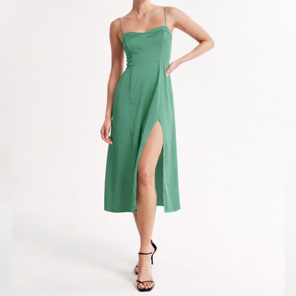 Abercrombie & Fitch Green Midi Dress with Slit